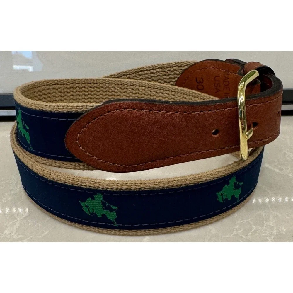 Shelter Island New York - Zep-Pro Leather Canvas Belt - Size 30 - NEVER WORN